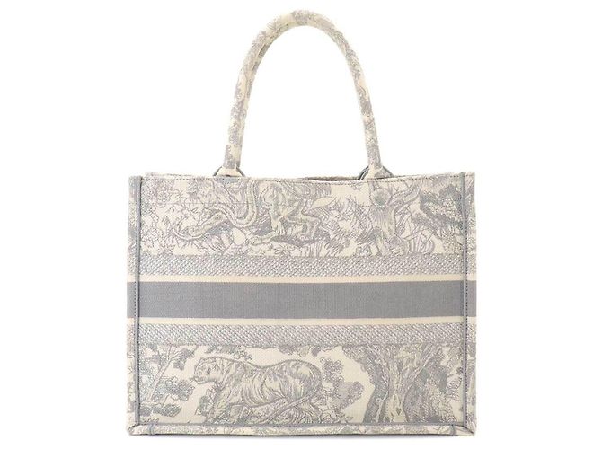Christian Dior Book Tote Medium Handtasche, Toile de Jouy Canvas, Grey - Ansicht 2