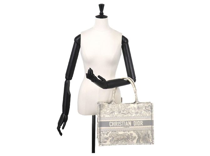 Christian Dior Book Tote Medium Handtasche, Toile de Jouy Canvas, Grey - Ansicht 9