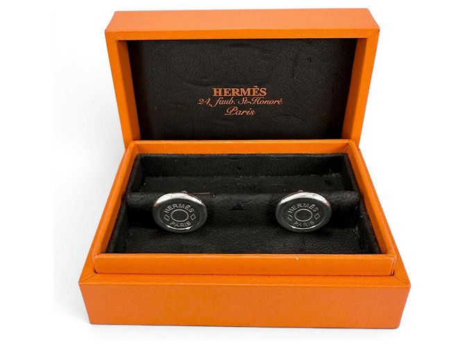 Hermès HERMES Hermes Sellier Gemelli tondi, Argento, Peso ., Uomo, con Custodia - vista 2
