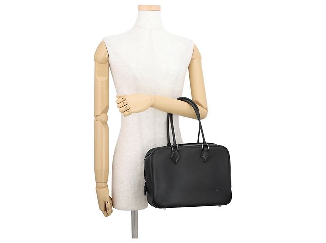 Hermès Borsa Plume Hermes, pelle Epsom nera, timbro J. HERMES nero. HERMES. - vista 4