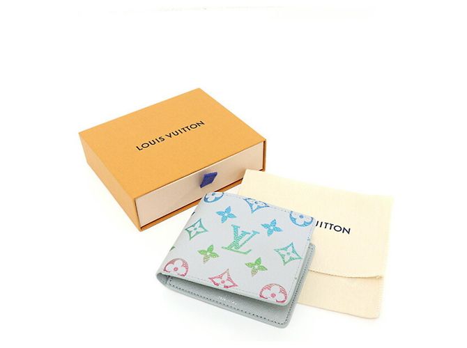 Louis Vuitton Portefeuille Slender Monogram Iridescent Grey Klapperbrieftasche Braun - Ansicht 6