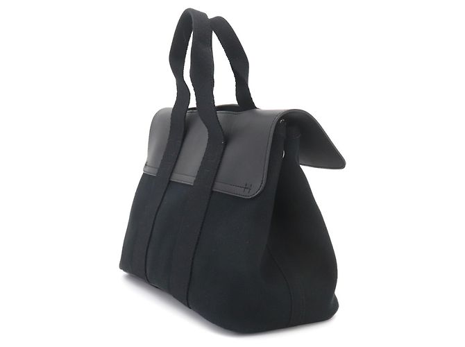 Hermès Borsa Hermes Valparaiso PM, Toile Chevron Leather, Black, Silver Hardware Nero - vista 4