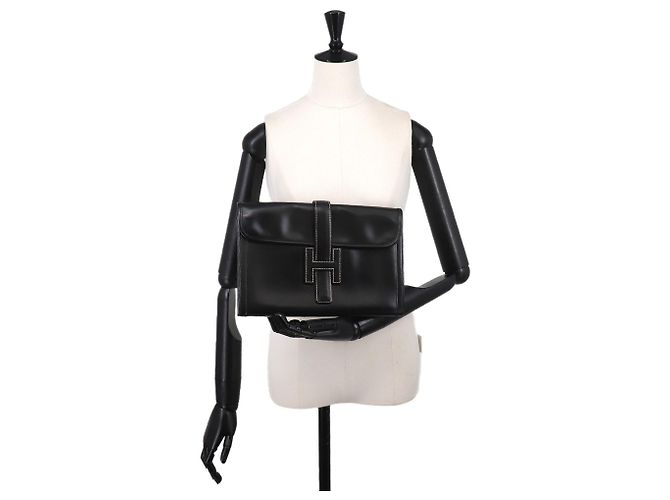 Hermès Clutch Hermes Jige PM, Pelle Box Calf, Nero, con Y Stamp. - vista 10