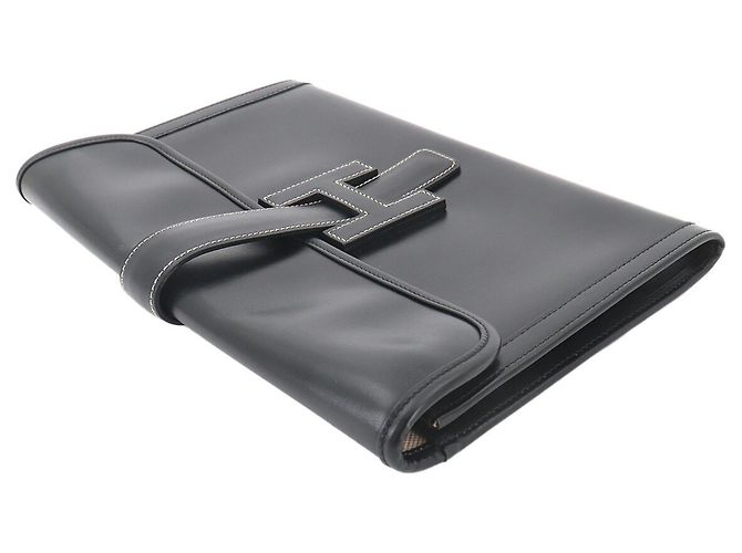 Hermès Clutch Hermes Jige PM, Pelle Box Calf, Nero, con Y Stamp. - vista 5