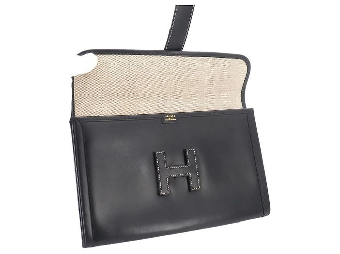 Hermès Clutch Hermes Jige PM, Pelle Box Calf, Nero, con Y Stamp. - vista 6