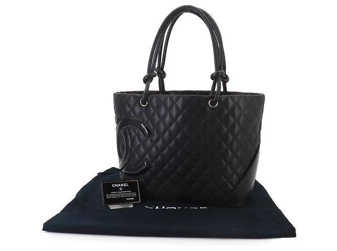 Borsa Tote Large Chanel Cambon Line, pelle di vitello smaltata nera Nero - vista 2