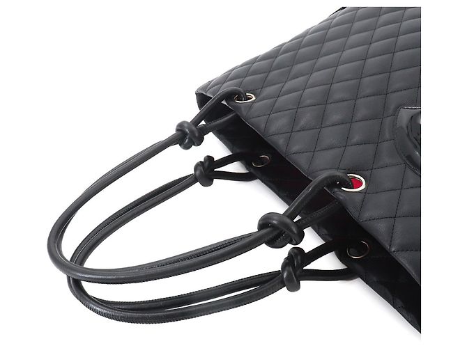 Borsa Tote Large Chanel Cambon Line, pelle di vitello smaltata nera Nero - vista 6