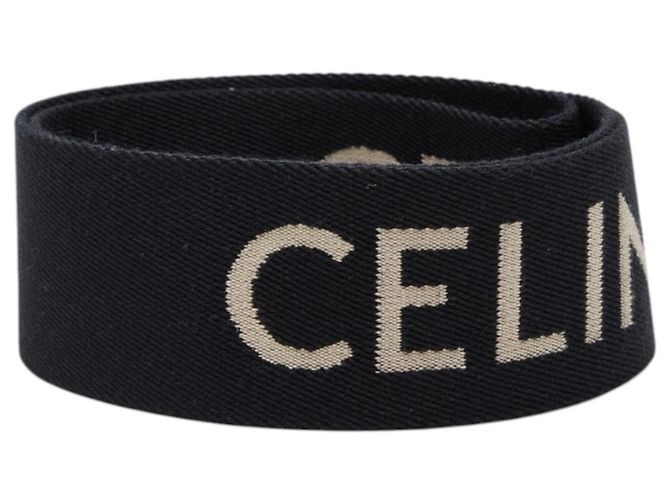 Céline Celine Logo Schulterriemen, Schwarzes Canvas-Leder, CELINE für Damen - Ansicht 3