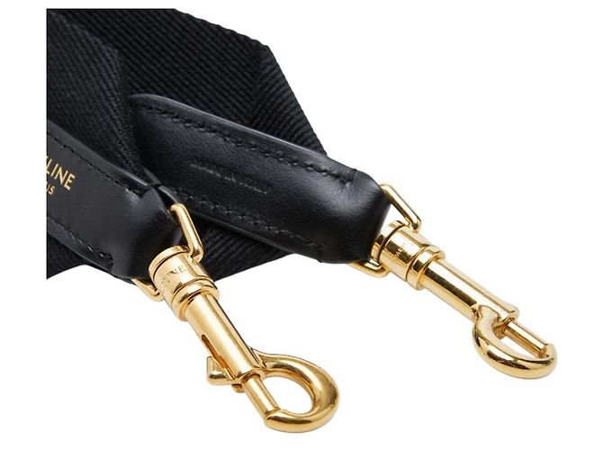 Céline Celine Logo Schulterriemen, Schwarzes Canvas-Leder, CELINE für Damen - Ansicht 4