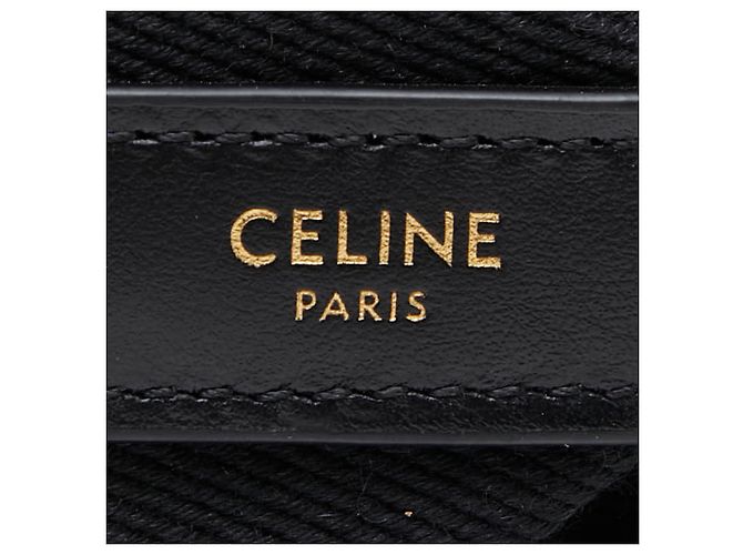 Céline Celine Logo Schulterriemen, Schwarzes Canvas-Leder, CELINE für Damen - Ansicht 5