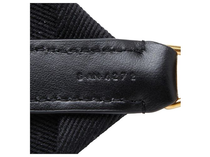 Céline Celine Logo Schulterriemen, Schwarzes Canvas-Leder, CELINE für Damen - Ansicht 6