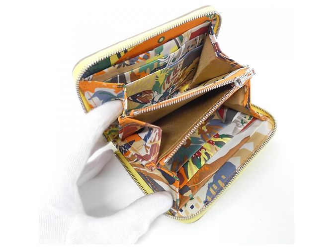 Silk In Hermès Hermes EN LIBERTE Cartera compacta de seda Naranja - vista 6