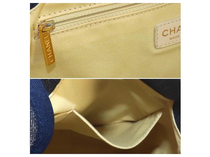 Borsa Tote con Catena Chanel Deauville MM, Denim Navy, Hardware Oro Blu navy - vista 9