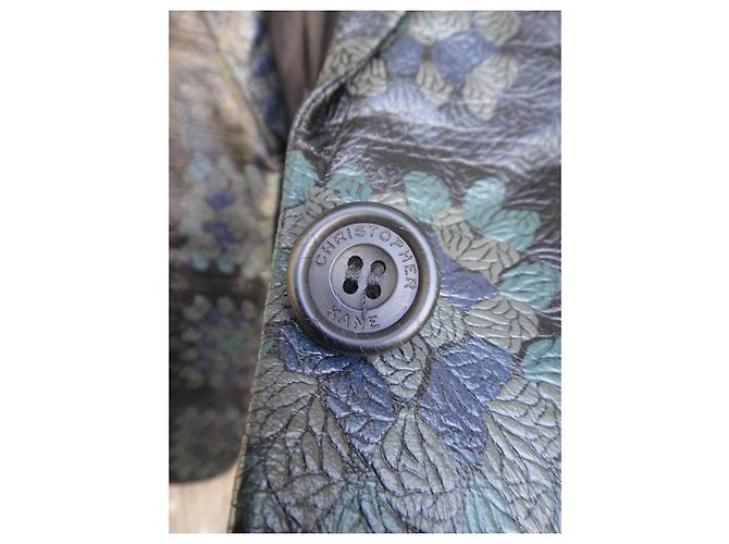 Blazer de cuero con relieve floral Christopher Kane Negro Azul Verde - vista 5