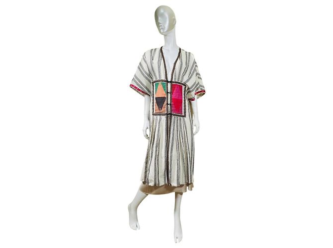 Autre Marque Devotion Twins Vestido de algodón a rayas bordado Negro Blanco Multicolor - vista 2
