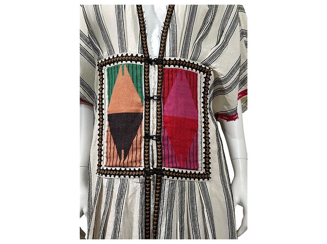 Autre Marque Devotion Twins Vestido de algodón a rayas bordado Negro Blanco Multicolor - vista 3