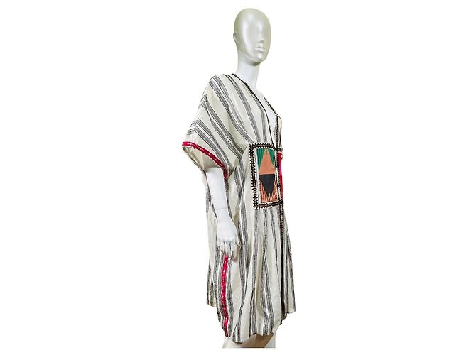 Autre Marque Devotion Twins Vestido de algodón a rayas bordado Negro Blanco Multicolor - vista 4