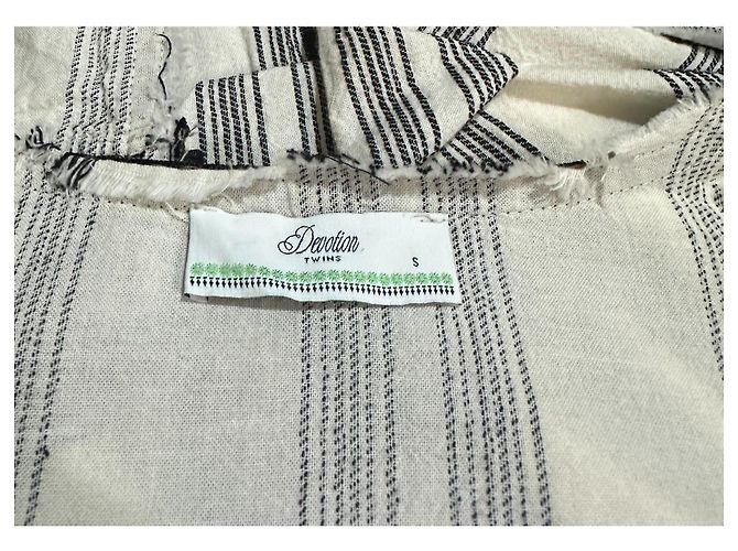 Autre Marque Devotion Twins Vestido de algodón a rayas bordado Negro Blanco Multicolor - vista 6