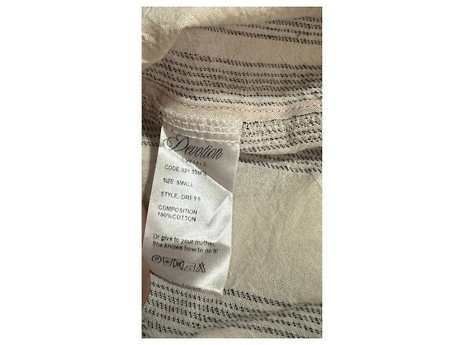 Autre Marque Devotion Twins Vestido de algodón a rayas bordado Negro Blanco Multicolor - vista 7