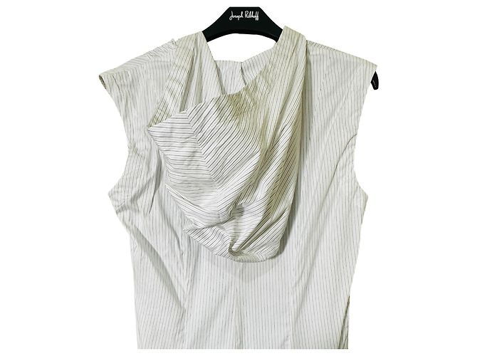 Autre Marque Vestido Asimétrico de Rayas con Capucha Rave Review Blanco - vista 5