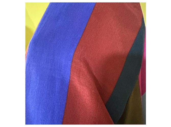 Diane Von Furstenberg Top de seda a rayas Castaño Negro Rosa Roja Azul Gris - vista 2