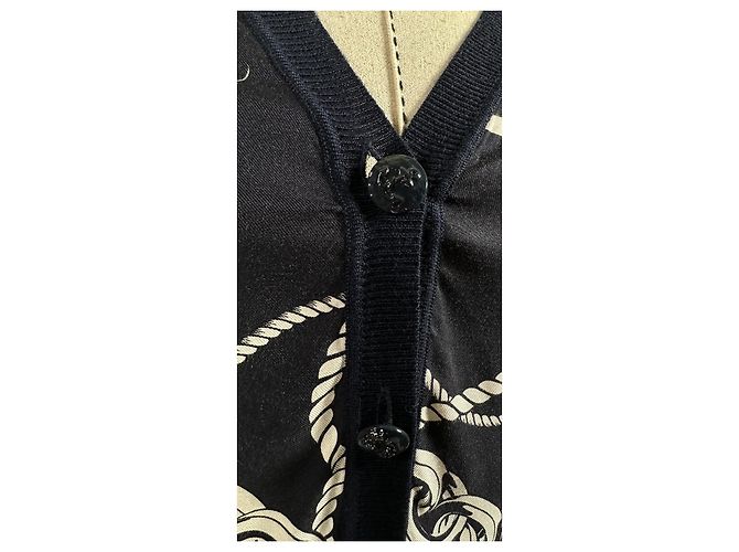 Escada Sport Cardigan dunkelblau mit nautischem Print Weiß - Ansicht 2