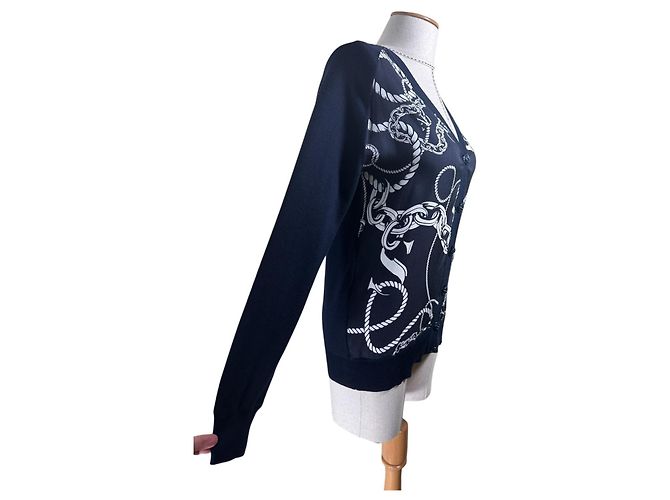 Escada Sport Cardigan dunkelblau mit nautischem Print Weiß - Ansicht 3