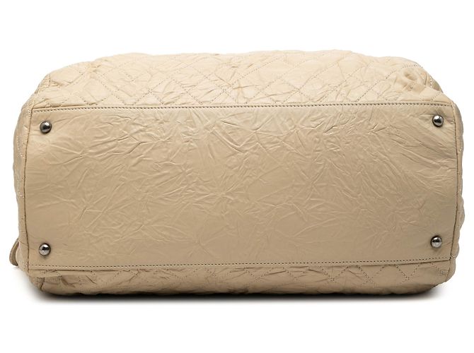 Borsa bowling Coco Rider in pelle di vitello invecchiata trapuntata CC beige Chanel - vista 3