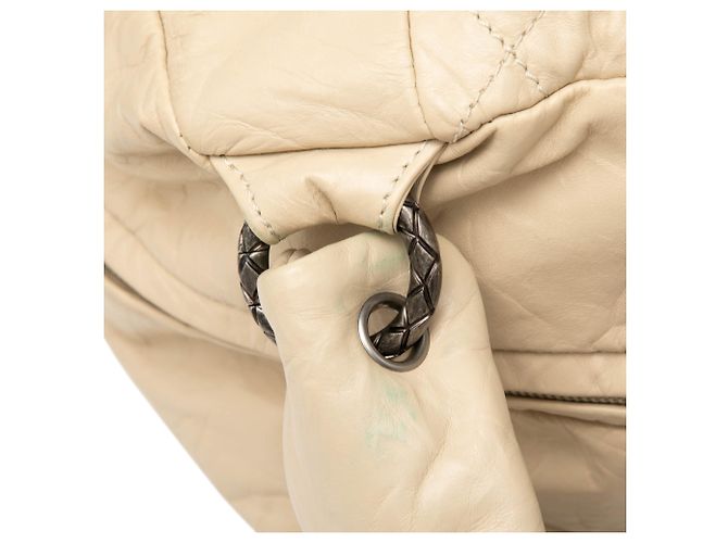 Borsa bowling Coco Rider in pelle di vitello invecchiata trapuntata CC beige Chanel - vista 6