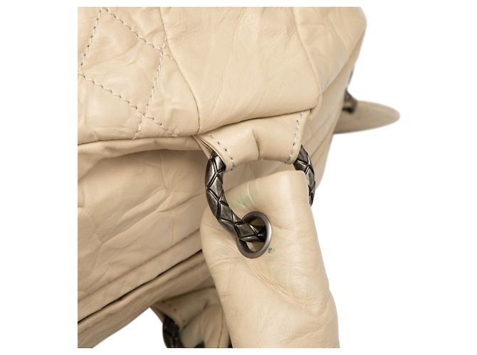 Borsa bowling Coco Rider in pelle di vitello invecchiata trapuntata CC beige Chanel - vista 7