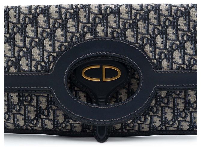 Dior Blue Oblique Canvas Fold Over Clutch Blau Marineblau - Ansicht 6