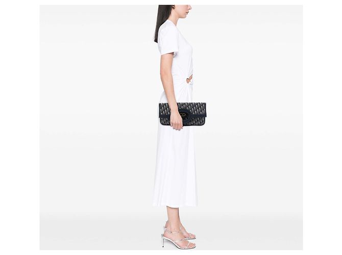 Dior Blue Oblique Canvas Fold Over Clutch Blau Marineblau - Ansicht 7