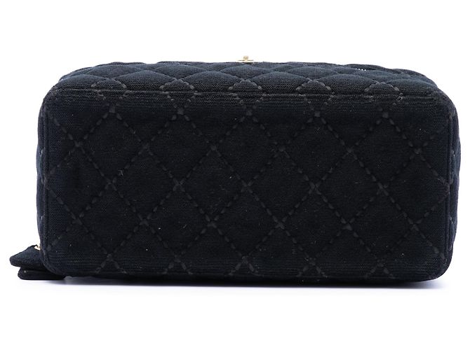 Vanity Beauty Case Chanel Black CC Quilted Jersey Wild Stitch Nero - vista 3