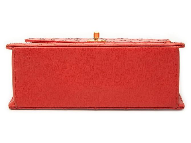 Chanel Red CC Matelassê Caviar com fecho Turnlock e alça superior Vermelho - vista 3