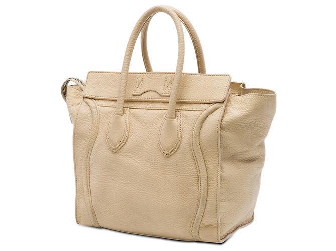 Céline Borsa Tote Luggage in pelle di vitello martellata beige Mini Celine - vista 2