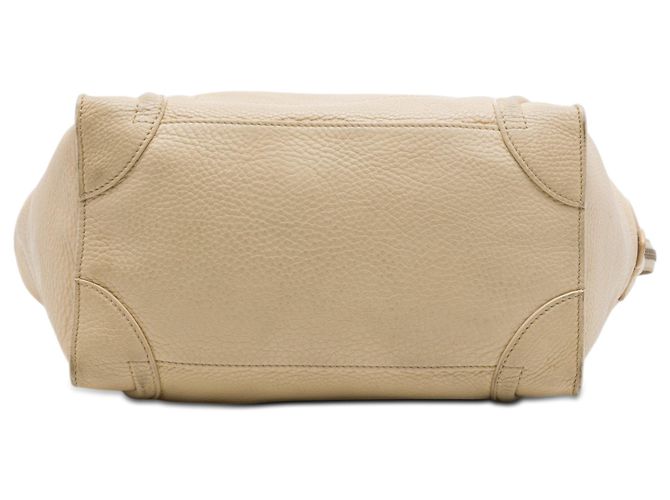Céline Borsa Tote Luggage in pelle di vitello martellata beige Mini Celine - vista 3