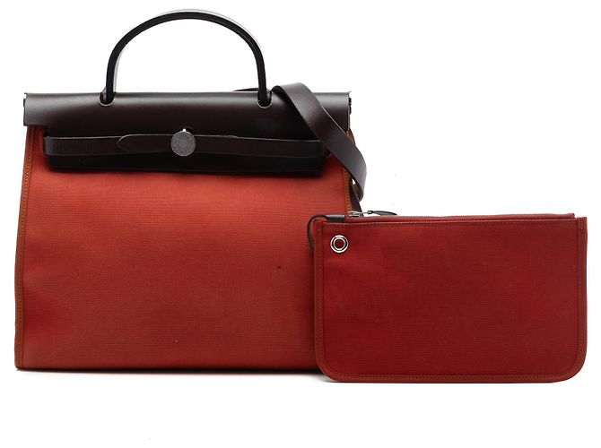 Hermès Orange Toile Herbag Zip 31 Arancione - vista 7