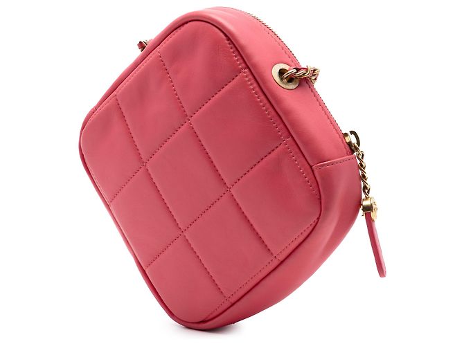 Chanel Pink CC gestepptes Lammleder Clutch mit Kette - Ansicht 2