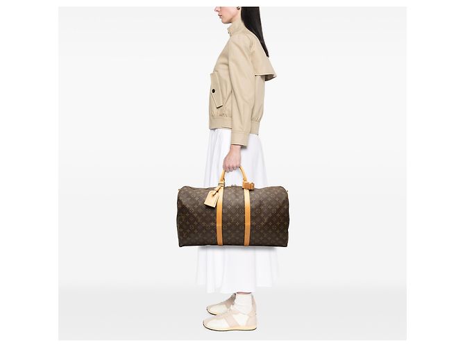 Louis Vuitton Marrone Monogram Keepall Bandouliere 55 - vista 6