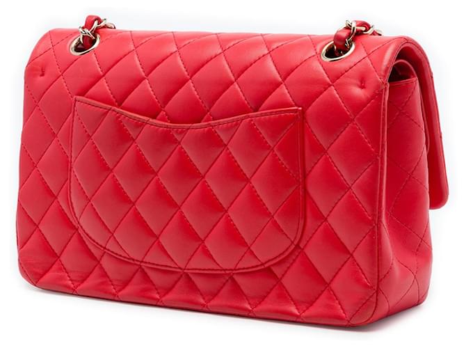 Chanel Red Medium Classic Lambskin Double Flap Rosso - vista 2