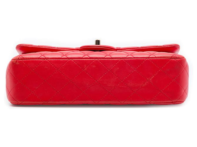 Chanel Red Medium Classic Lambskin Double Flap Rosso - vista 3