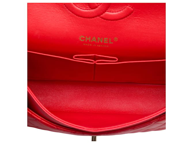 Chanel Red Medium Classic Lambskin Double Flap Rosso - vista 4