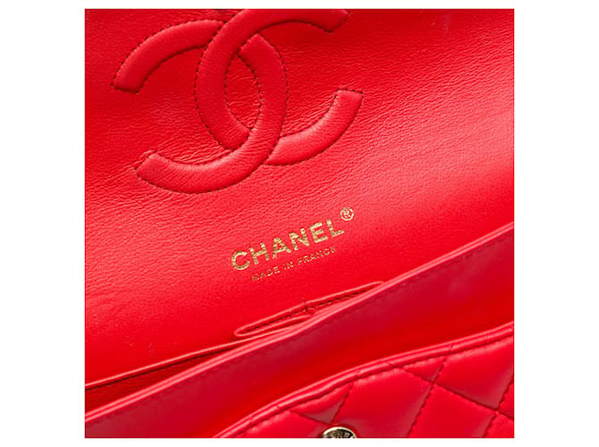 Chanel Red Medium Classic Lambskin Double Flap Rosso - vista 5