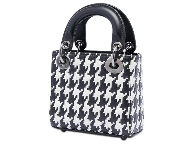 Dior Macro Lady Dior in micro pelle di vitello con stampa pied-de-poule nera Nero - vista 2