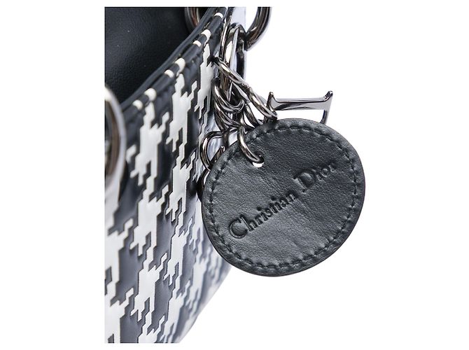 Dior Macro Lady Dior in micro pelle di vitello con stampa pied-de-poule nera Nero - vista 5
