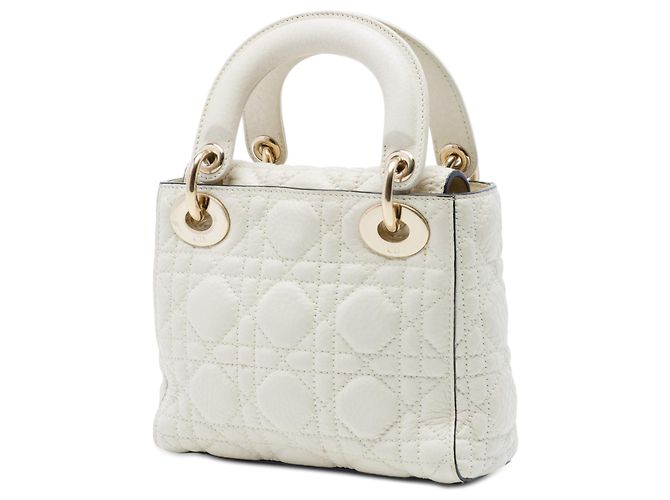 Lady Dior mini in agnello cannage bianco - vista 2