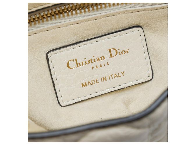 Lady Dior mini in agnello cannage bianco - vista 5