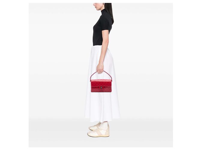 Borsa a manico Chanel Red Medium Quilted Lambskin Rosso - vista 6