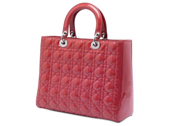 Lady Dior Cannage in vernice rosso Large - vista 2