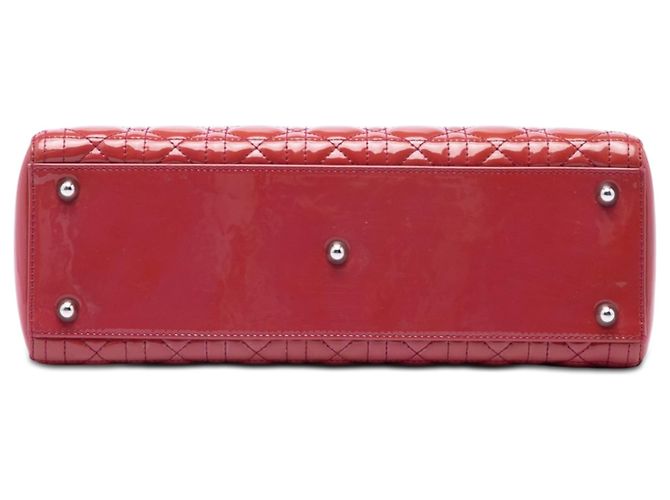 Lady Dior Cannage in vernice rosso Large - vista 3